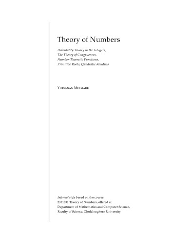 Theory of Numbers [Lecture notes]