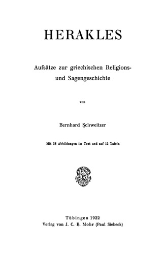 Herakles: Aufsätze zur griechischen Religions- und Sagengeschichte