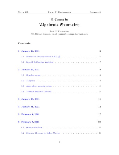 A Course in Algebraic Geometry [Lecture notes]