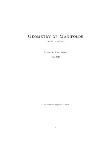 18.965: Geometry of manifolds [Lecture notes]