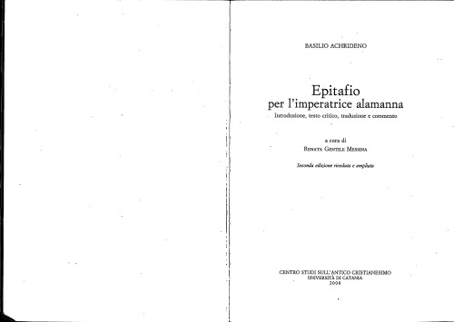 Epitafio : per l’imperatrice alamanna