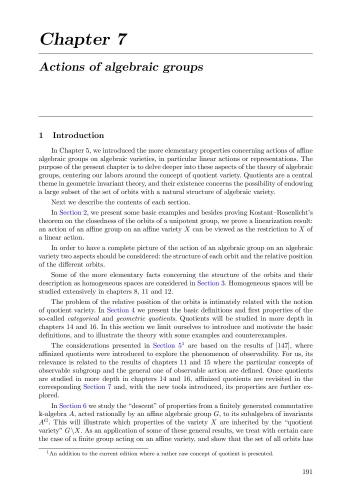 Actions and invariants of algebraic groups