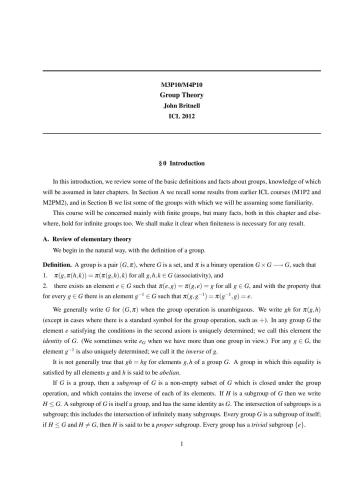 P10 Group Theory & P61 Infinite groups [Lecture notes]