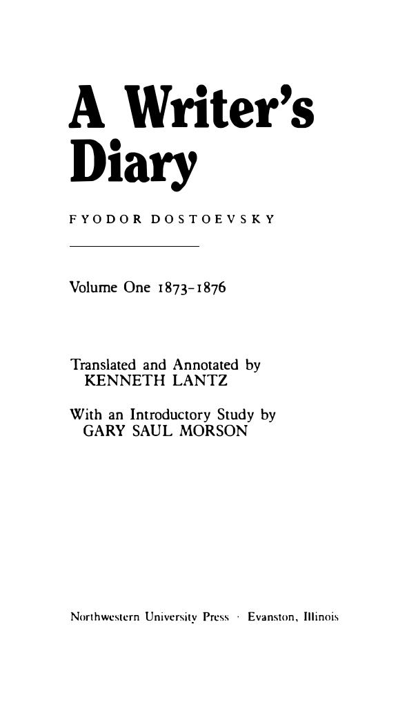 A Writer’s Diary: Volume 1, 1873-1876