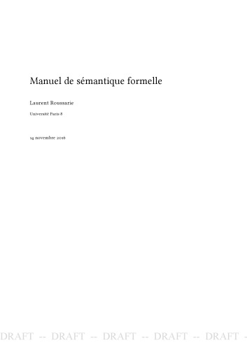 Manuel de sémantique formelle [draft]