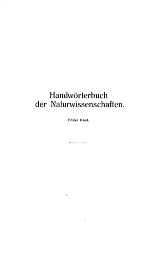 Handwörterbuch der Naturwissenschaften