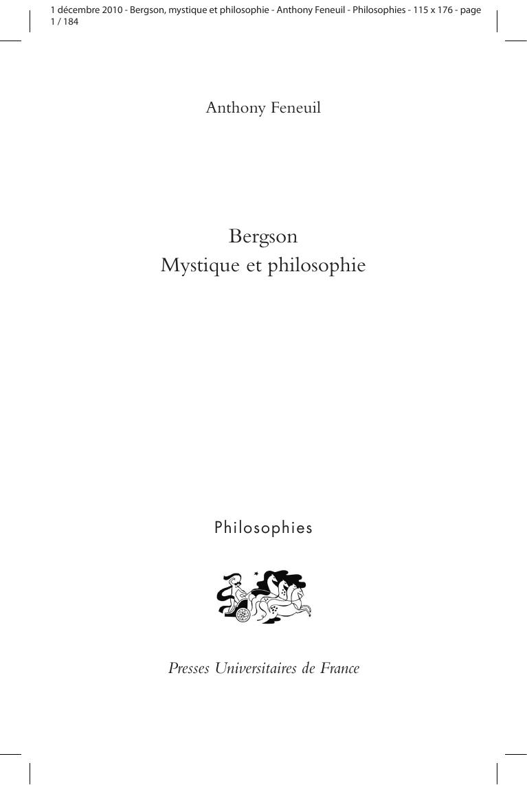 Bergson : mystique et philosophie