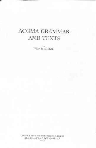 Acoma grammar and texts