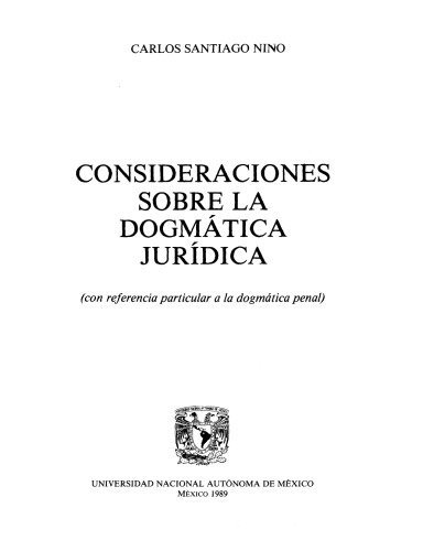 Consideraciones sobre la dogmática jurídica