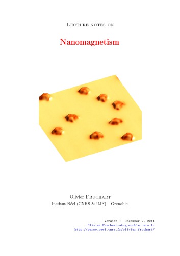 Lecture notes on nanomagnetism