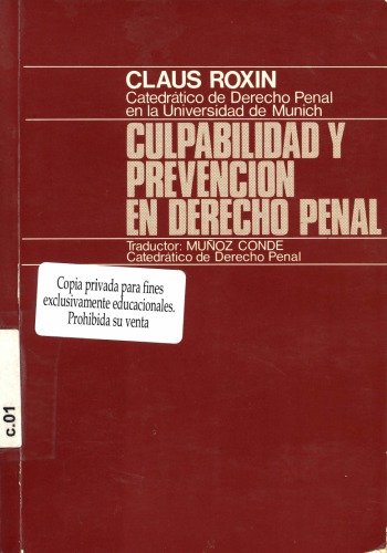 Culpabilidad y prevención en derecho penal