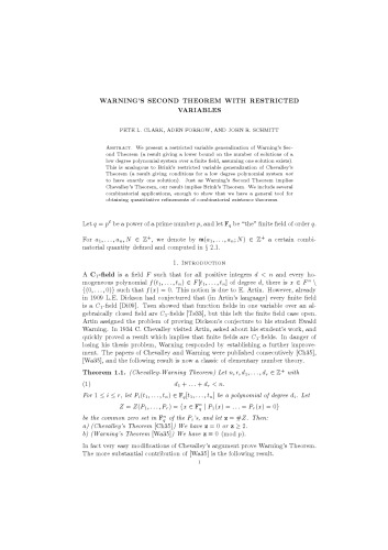 Warning’s second theorem with restricted variables [preprint]