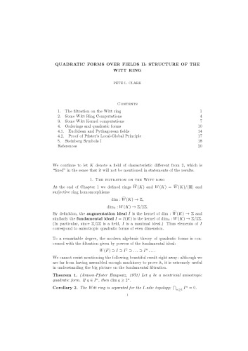 Quadratic Forms over fields II: Structure of the Witt Ring [Lecture notes]