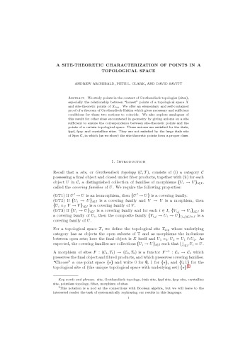 A site-theoretic characterization of points in a topological space [expository notes]