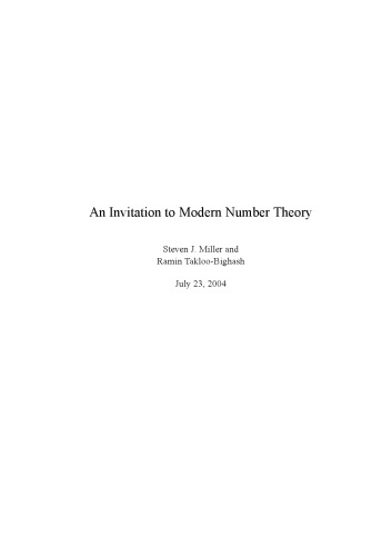 An Invitation to Modern Number Theory