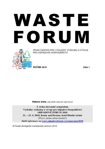 Waste Forum: První časopis pro výsledky výzkumu a vývoje pro odpadové hospodářství