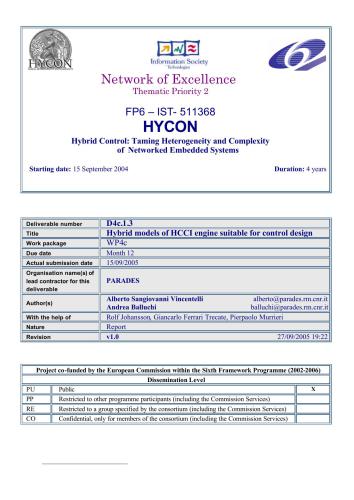 Hybrid models of HCCI engine suitable for control design