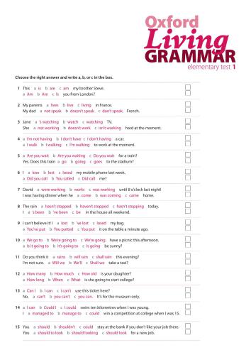 Oxford Living Grammar Extra tests with Answer Key