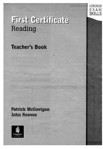 Patrick McGagivan First Certificate READING: Student book and Teacher book