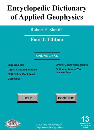 Encyclopedic Dictionary of Applied Geophysics