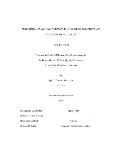 Morphological variation and change in the Rigveda