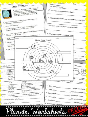 Planets Worksheets. Science