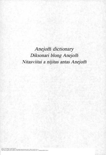 Anejom dictionary: Diksonari blong Anejom: nitasviitai a nijitas antas Anejom