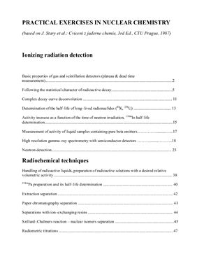 Cviceni z jaderne chemie. Practical Exercises in Nuclear Chemistry