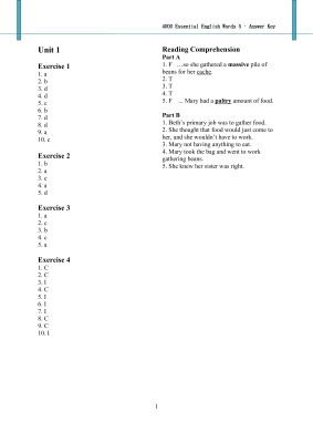 4000 Essential English Words 1-6: Answer Keys