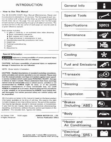 Honda Accord 1994 Shop Manual