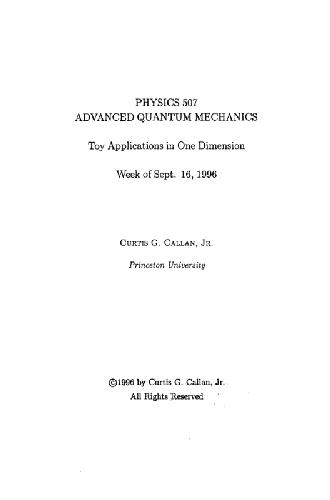 Topics in advanced quantum mechanics