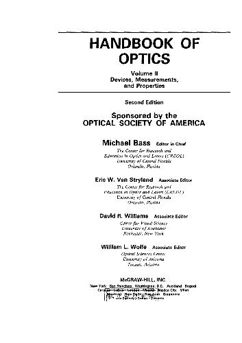 Handbook Of Optics