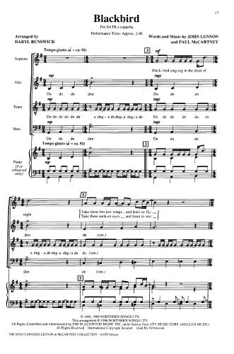 The Beatles. Six Songs for SATB a cappella