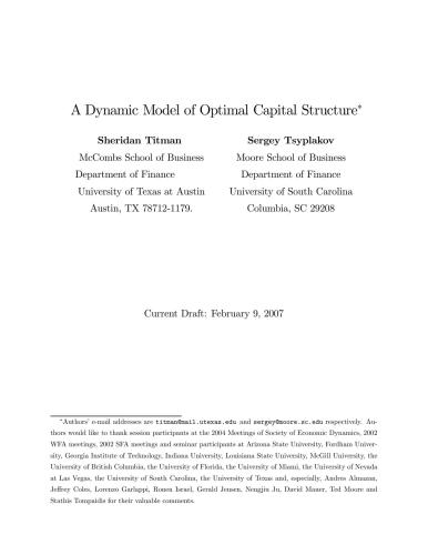 A Dynamic Model of Optimal Capital Structure