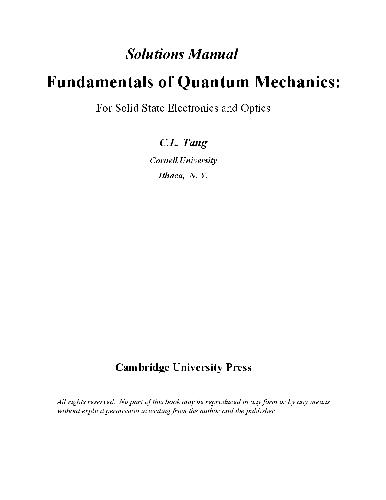 Fundamentals of quantum mechanics: solutions manual