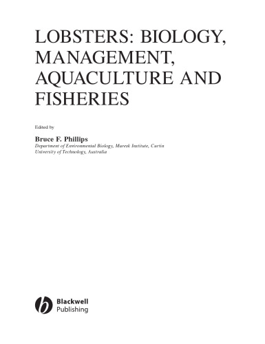 Lobsters Biology Management Aquaculture and Fisheries