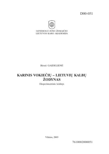 Karinis vokiečių-lietuvių kalbų žodynas