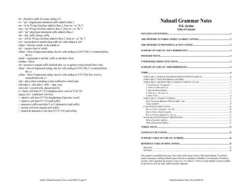 Nahuatl Grammar Notes