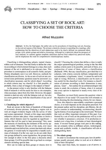 Classifying a set of rock art: how to choose the criteria