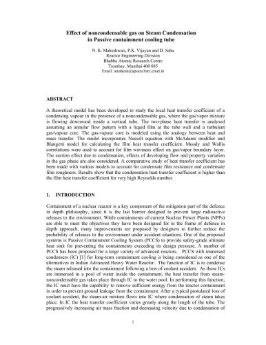 Effects of non-condensable gases on condensation heat transfer