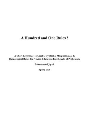 A Hundred and One Rules of Arabic Grammar