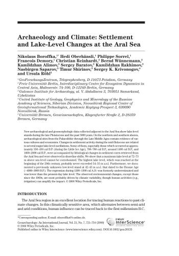 Archaeology and Climate: Settlement and Lake-Level Changes at the Aral Sea