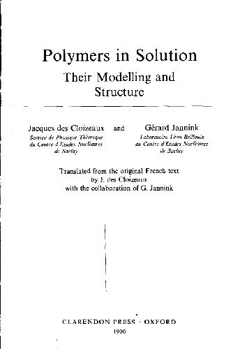 Polymers in Solution - Their Modelling and Structure