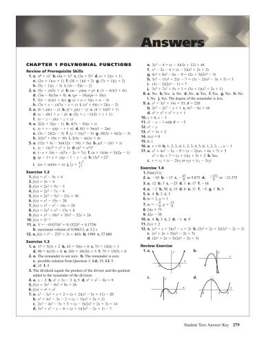 Solutions Manual of Advanced Functions and Introductory Calculus