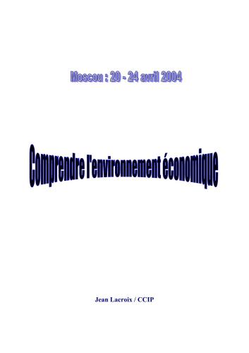 Comprendre l'environnement économique