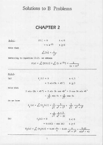 System Dynamics - Solutions to B Problems Ogata