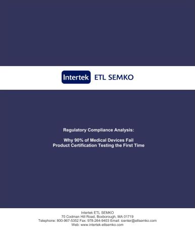 Intertek ETL Semko. Why 90% of medical devices fail