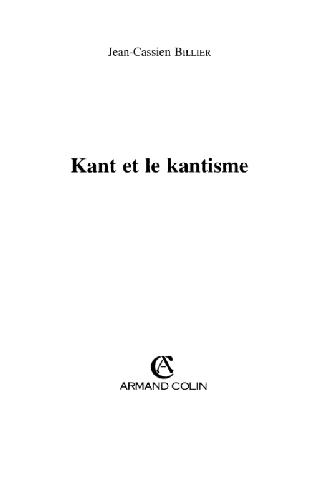 Kant et le kantisme