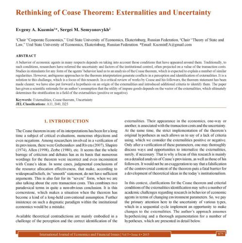 Rethinking of Coase Theorem: Externalities and Uncertainty