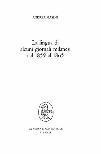 La lingua di alcuni giornali milanesi dal 1859 al 1865